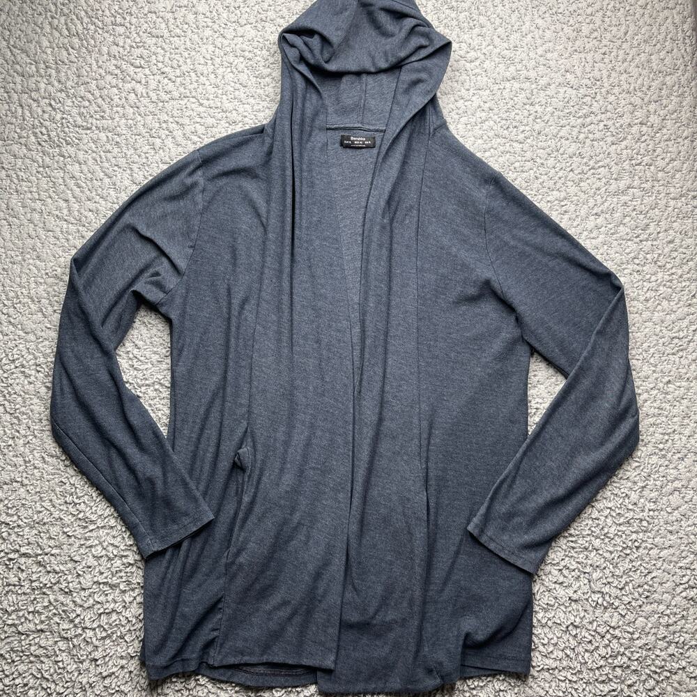 Bershka Hooded Cardigan Womens XL Gray Longer Length Long Sleeve Cabin Core